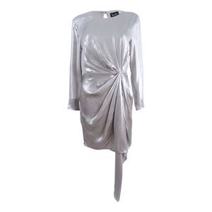 Bardot Women's Draped Metallic Asymmetrical Dress (XS, Silver)